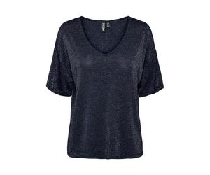 PIECES Maglietta da Donna Pcbillo Oversize Lurex Stripes Noos, Capitano del Cielo/Dettaglio: Oro Lurex, XS
