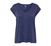 PIECES Maglietta da Donna Pcbillo Tee Lurex Stripes Noos BC, Bellwether Blue/Dettagli: Oro Lurex, M