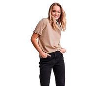 PIECES Pcria SS Fold Up Solid Tee Noos BC T-Shirt, Visone Argenteo, S Donna