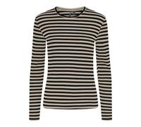 Pieces Maglietta da Donna Pcruka LS Top Noos BC, Silver Mink/Strisce: Nero, S