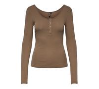 PIECES Pckitte LS Top Noos BC Maglietta a Maniche Lunghe, fossile, M Donna