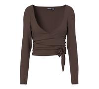 Pieces - Top a portafoglio stile balletto marrone cioccolato in coordinato XL