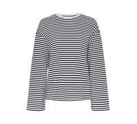 PIECES Pcsadie LS Top Noos Maglietta a Maniche Lunghe, Cloud Dancer/Strisce: Nero, S Donna