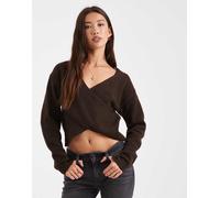 Pieces - Maglione a portafoglio marrone cioccolato XL