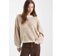 Pieces - Maglione beige e crema a contrasto con dettagli testurizzati-Neutro XXL