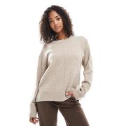 Pieces - Maglione beige mélange con cuciture-Neutro XL