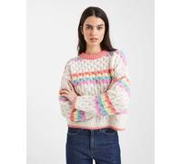 Pieces - Maglione bianco a righe in colori arcobaleno S