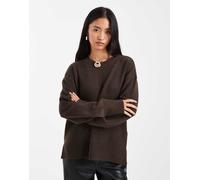 Pieces - Maglione color marrone cioccolato mélange con cuciture a vista M