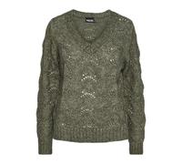 PIECES Pcbibbi LS V-Neck Knit Noos BC Maglione Lavorato a Maglia, Verde-Deep Lichen Green, S Donna