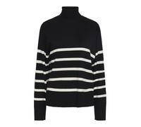 PIECES Pcsia LS Rollneck Knit Noos BC Maglione Lavorato a Maglia, Nero/a Strisce: Bianco, S Donna