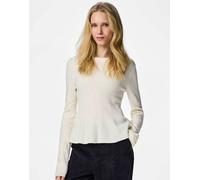 Pieces - Maglione in maglia color cloud dancer-Bianco S