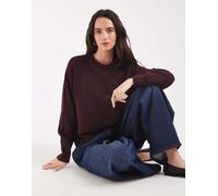 Pieces maglione lavorato a maglia oversize a maniche lunghe bordeaux-Rosso XXL