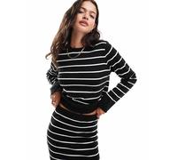 Pieces - Maglione nero a righe in maglia sottile in coordinato XS