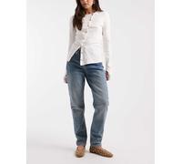 Pieces - Millie - Mom jeans a vita alta in denim blu medio W27 L32