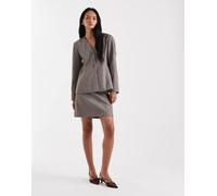 Pieces - Minigonna sartoriale a vita alta marrone chiaro testurizzato in coordinato-Neutro XL