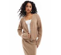 Pieces - Mix & Match - Cardigan color tortora con scollo a V in coordinato-Neutro XS