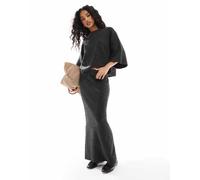 Pieces - Mix & Match - Gonna lunga in maglia antracite in coordinato-Grigio M