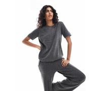 Pieces - Mix & Match - T-shirt comoda in maglia grigio scuro mélange in coordinato S
