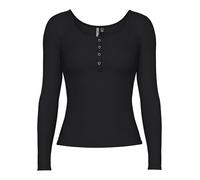 Pieces NOS Donna Pckitte LS Top Noos B C Maglia a Maniche Lunghe Not Applicable, Nero (Black Black), Large