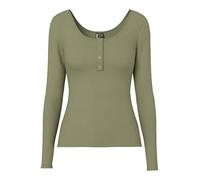 Pieces NOS Pckitte LS Top Noos B C, Maglia a Maniche Lunghe Donna, Verde (Deep Lichen Green Deep Green), Small