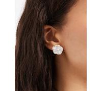 Pieces - Orecchini a bottone a fiori bianco perlato One Size