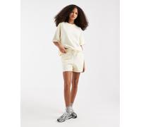 Pieces - Pantaloncini della tuta a vita alta beige in coordinato-Bianco L