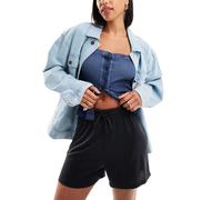 Pieces - Pantaloncini sinuosi neri con vita elasticizzata-Nero XL