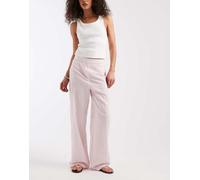 Pieces - Pantaloni a vita alta rosa e bianco L