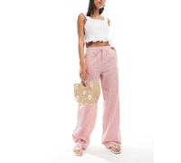 Pieces - Pantaloni con fondo ampio rossi a righe-Rosso XS