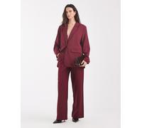 Pieces pantaloni dad a gamba larga con passanti per la cintura coordinato in bordeaux-Rosso S