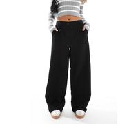 Pieces - Pantaloni dad con fondo ampio neri con passanti per la cintura in coordinato-Nero L