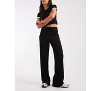 Pieces - Pantaloni in jersey a fondo ampio e vita medio alta neri-Nero XL