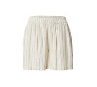 Pieces - Pantaloncini in misto lino color crema betulla e nero a righe in coordinato XXL