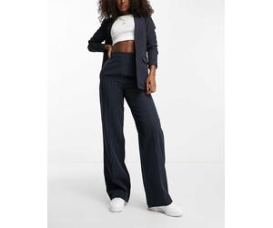 Pieces - Pantaloni sartoriali blu navy gessati in coordinato XL