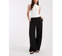 Pieces - Pantaloni sartoriali bombati a vita media neri-Nero M
