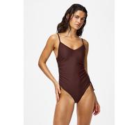 Pieces - Pcbaomi Ruching Swimsuit Bc Marrone - Abbigliamento M Marrone