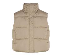 PIECES Pcbee High Neck Cropped Puffer Vest Mm Ovest, Visone Argenteo, M Donna