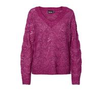 PIECES Pcbibbi LS V-Neck Knit Noos BC Maglione Lavorato a Maglia, Festival Fucsia, XS Donna