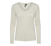 Bestseller A/S Pcbillo LS V-Neck Lurex Stripes Noos FC T-Shirt, Bianco Brillante, XL Donna