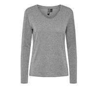 PIECES Pcbillo LS V-Neck Stripes Noos FC T-Shirt, Grigio Chiaro mélange/Strisce: Grigio Lurex, M Donna