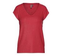 PIECES Pcbillo Tee Lurex Stripes Jrs Noos BC, Goji Berry, XS Donna