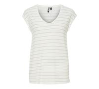 Pieces Pcbillo Tee Lurex Stripes Noos BC, Bianco, L