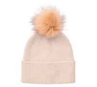 PIECES Pcbina Wool Hood W. Fold Up Noos BC-Cappuccio in Lana Berretto in Maglia, Bianco e Grigio, Taglia Unica Donna