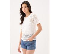 Pieces - Pcbonnie Ss Top Jrs Bianco - Abbigliamento XS Bianco