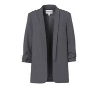 Pieces - Blazer sartoriale grigio gessato con maniche arricciate XS