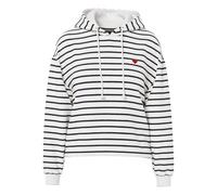Felpa con cappuccio da donna Pieces Chilli Stripes Blanc M