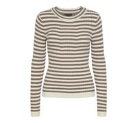 PIECES PCCRISTA LS - Maglione da Donna con Scollo a O NOS BC con Fossil/Stripes:with Birch Stripes M S