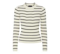 PIECES Pccrista LS O-Neck Knit Noos BC Maglione Lavorato a Maglia, Betulla/Strisce: Nero Narrow, M Donna