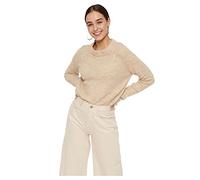 Pieces Pcellen LS O-Neck Knit Noos Felpa, Beige (White Pepper White Pepper), Small Donna