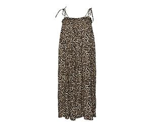 PIECES Pcglinda Strap Dress Sww Vestito, Chicory Coffee/AOP: Leo, S Donna